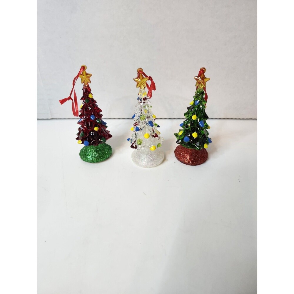 Lot Of 3 4.5 Inch Light Up Christmas Trees